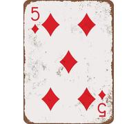 Metal Tin Sign 8 x 12 inches - 5 of Spades Retro Poker Man Cave Vintage Look Poster Plaque Wall Decoration Bar Cafe Home Decor