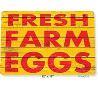 Metal Tin Sign 8X12 Inches Fresh Farm Eggs Farm Hen House Chicken Coop Rustic