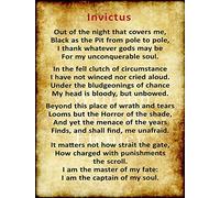 Metal tin sign 8x12 inches Grunge Retro Style Invictus Poem Inspirational Tin Signs