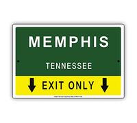 Metal Tin Sign 8X12 Inches Memphis Tennessee Exit Only With Pointer Arrow Direction Way Road Signs Alert Caution Warning Aluminum Metal Tin