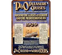 Metal Tin Sign 8X12 Inches P&O Pleasure Cruises Vintage Retro Metal Sign