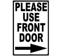 Metal tin sign 8x12 inches Please Use Front Door Arrow to Right Metal Notice Aluminum Tin Sign