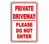 Metal Tin Sign 8X12 Inches Private Driveway Please Do Not Enter Restriction Caution Alert Warning Notice Aluminum Metal Tin
