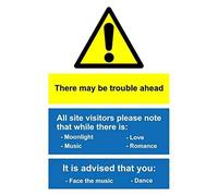 Metal Tin Sign 8X12 Inches There May Be Trouble Ahead Sign