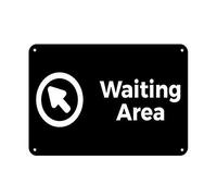 Metal Tin Sign 8X12 Inches Waiting Area With Upper Left Arrow Feature Department
