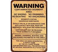 Metal Tin Sign 8X12 Inches Warning Contaminated Sediment Area Vintage Look Reproduction Metal Tin Sign 8X12 Inches