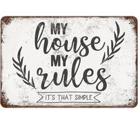 Metal Tin Sign 8x12, Vintage My House My Rules, Wall Decor It'S That Simple Poster Art For Home Living Room Bedroom Garden Garage Office Cafe Bar Pub-19258