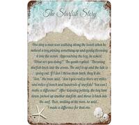 Metal Tin Sign 8x12 Vintage The Merch Starfish Gift Story, Wall Decor Quotes You Can Make A Difference, Coastal Beach Sand Poster Art for Home Living Room Bedroom Garden Garage Office