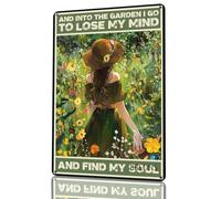 Metal Tin Sign And Into The Garden I Go To Lose My Mind Metal Sign Alumium Sign Vintage Sign Retro Sign for Home Bar Office Outdoor Wall Decor 8x12Inch