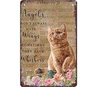 Metal Tin Sign Angels Don't Always Have Wings Sometimes They Have Whiskers Vintage Floral Cat Lovers Gift Vintage Plaque Man Cave Bar Pub Club Home Wall Decor Gift For Women 8x12 Inch