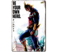 Metal Tin Sign Anime Academia All Might Wall Decor Fun Decoration for Home Kitchen Bar Pub Man Cafe Room Garage Vintage Retro Plaque Posters 12x8 Inch