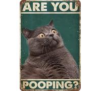 Metal Tin Sign,Are You Pooping Cat Quotes Signs Vintage Bathroom Retro Farmhouse Home Restroom Toilet Bath Signs Wall Decor Retro Metal Aluminium Tin Sign 12x8 Inch