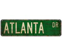 Metal Tin Sign Atlanta sign Retro Aluminum Metal Sign for Street Home Office Garden Decor 4x16 Inch