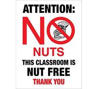 Metal Tin Sign Attention No Nuts This Classroom is Nut Free Thank You Sign Warning Security Notice Signs Wall Decoration Plaque Yard Signs Indoor/Outdoor Use 8 X 12 Inch