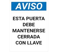 Metal Tin Sign Aviso Esta Puerta Debe Mantenerse Cerrada Con Llave Spanish Danger Warning Bathroom Signs Funny Wall Sign Vintage Wall Poster For Cafe Restaurant Garage S