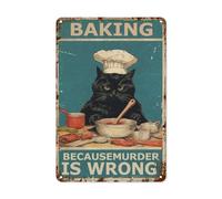 Metal Tin Sign Baking Because Murder Is Wrong Funny Wall Sign Vintage Bathroom Signs Novelty Wall Poster For Cafe Kitchen Restaurant M