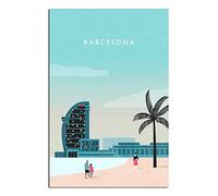 Metal Tin Sign Barcelonas Beach Vintage Wall Plaques for Man Cave Home Outdoor Farm Girl's Room Wedding Valentine's Day Present 20x30CM