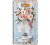 Metal Tin Sign Bathroom Flower Vintage Aluminum Tin Sign Retro Wall Decor for Home Office Bar Cafe 8×12 Inch