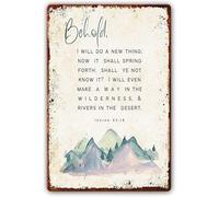 Metal Tin Sign Behold I Will Do A New Thing Isaiah 43:19 Bible Verses Wall Decor Scripture Art for Home Kitchen Paintings Bedroom Printed 8"x12"
