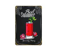 Metal Tin Sign Best Summer Bloody Mary Cocktail Vintage Tin Poster Metal Sign Wall Decoration Country Kitchen Home Garage Decor 12"x8"