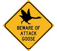 Metal Tin Sign Beware Of Attack Goose Road Warning Keep Out Security Sign For Home Office Bar Indoor Outdoor Wall Decor Yard Sign Square Sign 8" x 8"