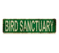 Metal Tin Sign Bird Sanctuary sign Retro Aluminum Metal Sign for Street Home Office Garden Decor 4×16 Inches