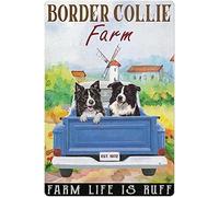 Metal Tin Sign Border Collie Farm Farm Life Is Ruff Aluminium Sign Retro Tin Signs Vintage Metal Tin Sign For Bar Home Wall Metal Decoration 8x12inches
