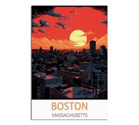 Metal Tin Sign Boston Massachusetts Personalized Vintage Style Retro Tin Sign CustomSign for Wall Outdoor, Indoor, Bar Man Cave Signs 30x40cm