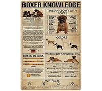 Metal Tin Sign- Boxer Knowledge Metal Tin Signs Boxer Infographics Retro Posters Dog Encyclopedia Guide Plaques Wall Decor For Office Classroom Home 8x12 Inch
