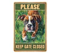 Metal Tin Sign Boxer Please Keep Gate Closed Vintage Metal Signs Retro Aluminum Tin Sign for Gate Garden Door Home Bar Cafe Decor 8x12 Inch