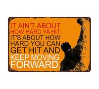 Metal Tin Sign Boxing Player It Ain'T About How Hard Ya Hit Motivational Wall Poster Vintage Wall Sign Novelty Bathroom Signs For Restaurant Garage Home 20X30CM
