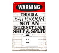 Metal Tin Sign Brick Wall Red Warning Design for Farms, Barns, Bar Area, Patio, Garage, Hallway, Work place, Bathroom This is a Not an Internet Cafe) 8x12 Inch