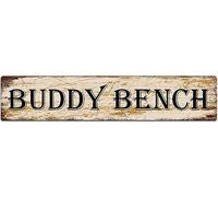 Metal Tin Sign Buddy Bench Retro Aluminum Metal Sign for Street Home Office Garden Decor 4x16 Inch