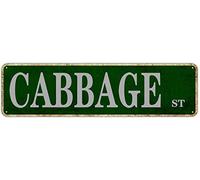 Metal Tin Sign Cabbage St Funny Metal Signs Vintage Sign Retro Tin Signs Aluminum Metal Sign for Bedroom Kitchen Garden Wall Bab Club Coffee Hanging Sign Home Decor 4x16 Inch