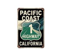 Metal Tin Sign California Highway 1 Pacific Coast Route Not Easy To Rust Metal Sign Retro Iron Signs For Home Patio Farmhouse 20X30Cm