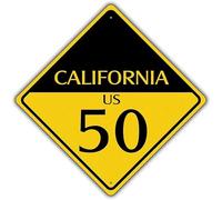 Metal Tin Sign California Us 50 Highway Interstate Novelty Sign Square Sign 12x12 inches