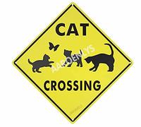 Metal Tin Sign Cat Crossing Xing Farm Organic Country Yard Sign Aluminum Street Sign for Indoor Outdoor Home Decor Wall Decoration 8x8 Inch