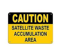 Metal Tin Sign Caution Satellite Waste Accumulation Area 8''x12'' Decor Aluminum Sign Wall