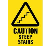 Metal Tin Sign Caution Steep Stairs Danger Safety Security Warning Notice Signs Indoor/Outdoor Use 8"x12"
