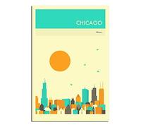 Metal Tin Sign Chicago Illinois City Building Funny Retro Metal Wall Decor Decorative Tin Sign Art Plaque Poster for Home Kitchen Bar Club Decoration 20 * 30CM