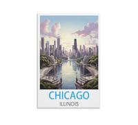 Metal Tin Sign Chicago Illinois Funny Retro Metal Wall Decor Decorative Tin Sign Art Plaque Poster for Home Kitchen Bar Club Decoration 20 * 30CM