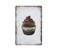 Metal Tin Sign Chocolate Cupcake Watercolor Pattern Vintage Rustic Wall Art Kitchen Bathroom Bedroom Living Room Cafe Farmhouse Entryway Office Garage Home Bar Laundry Room Porch Patio 6x8 Inch