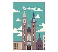 Metal Tin Sign Cracow Poland Skyline Vintage Wall Plaques for Man Cave Home Outdoor Farm Girl's Room Wedding Valentine's Day Present 15x30CM