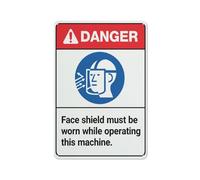 Metal Tin Sign Danger Face Shield Must Be Worn While Operating Machine Exquisite And Beautiful Metal Sign Funny Iron Signs For Pub Home Living 20X30Cm
