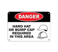 Metal Tin Sign Danger Hard Hat Or Bump Cap Required In This Area Funny Metal Aluminum Sign For Wall Decor 11.8X7.8 Inch