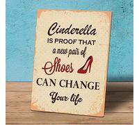 Metal Tin Sign Decorative Funny Metal Pub Home Bar Wall Decor Novelty Sign Plaque Cinderella Shoes Aluminum Metal Sign For Wall Decor 7.8X11.8 Inch