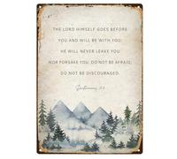 Metal Tin Sign Deuteronomy 31 8 The Lord Himself Goes Before You Bible Verse Wall Art Scripture Prints Christian for Home Farm Store Garage 8×12 Inch