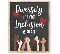 Metal Tin Sign Diversity Is A Fact Inclusion Is A Behavior, Inspirational Classroom Decor Art Poster, Kindness Matters, Racial Equality, Disability Awareness Classroom Decor Wall Art 8x12 Inches