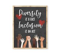 Metal Tin Sign Diversity is A Fact Inclusion is an Act, Inspirational Classroom Art Deco Poster, Kindness Matters, Racial Equality, Disability Awareness Classroom Decorative Wall Art 8x12inch
