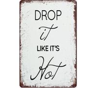 Metal Tin Sign Drop Like It'S Hot Black And White Bathroom Signs For Home Kitchen Wall Garage Office Bar Cafe Coffee Shop Decor Plaque Tin Sign Gift For Women Men 8x12 Inch Plaque Tin Sign